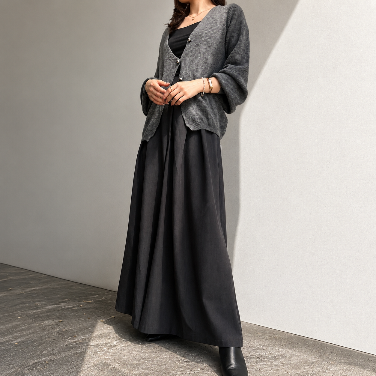Cashmere Balloon Sleeve Cardigan