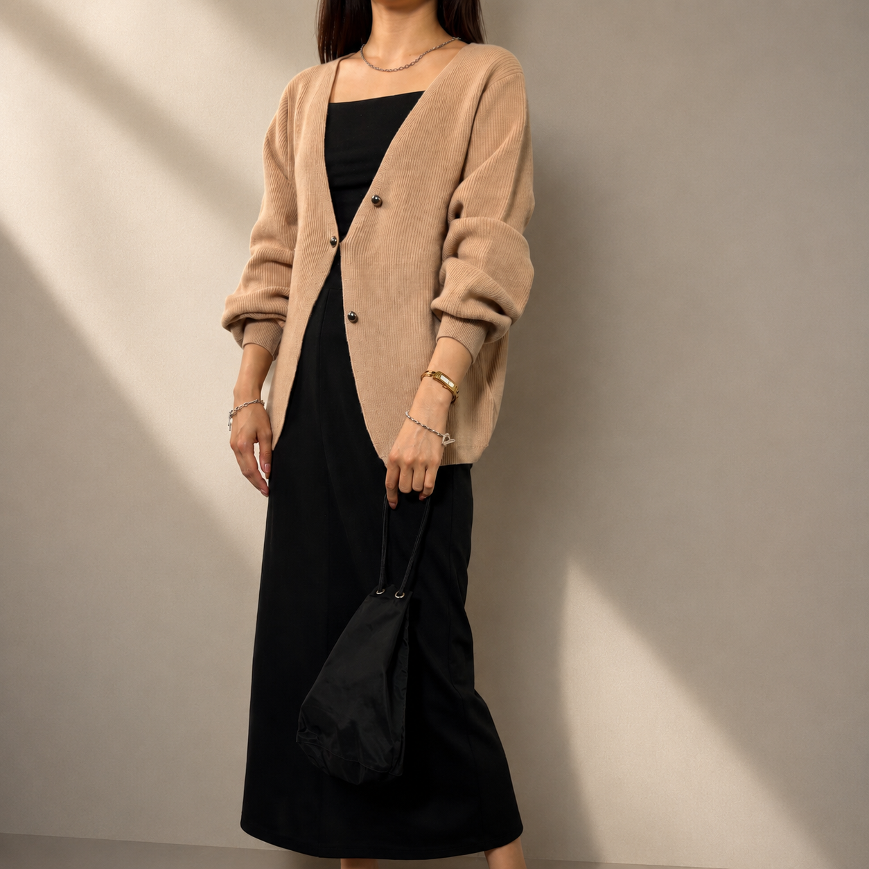 Cashmere Balloon Sleeve Cardigan