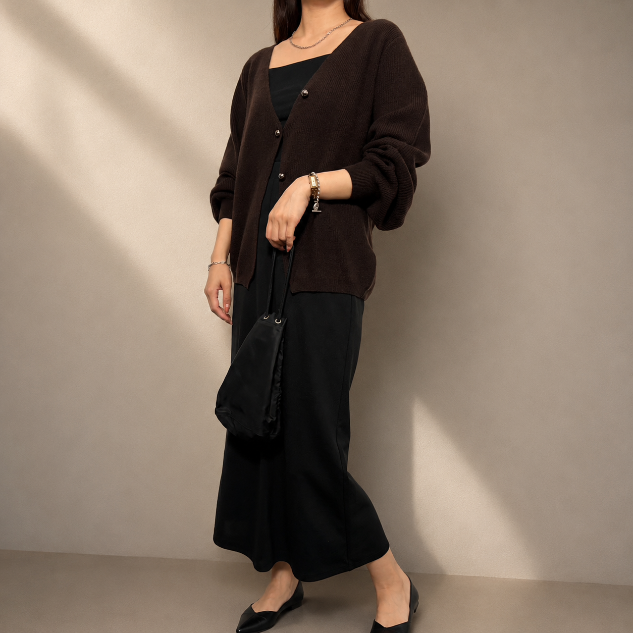 Cashmere Balloon Sleeve Cardigan